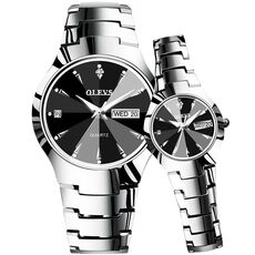 1 paio OLEVS 8697 paio orologio al quarzo luminoso impermeabile moda (nero)