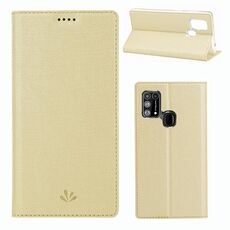 Per Samsung Galaxy M31 ViLi Custodia protettiva antiurto in TPU + PU con vibrazione orizzontale con slot per schede e supporto (oro)
