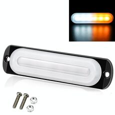 DC12V-24V / 18W Spia lampeggiante stroboscopica di emergenza per camion per auto 6 LED Luci laterali ultrasottili (bianco + giallo)