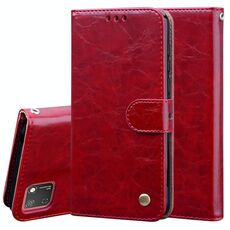 Per Huawei Honor 9S Custodia in pelle a vibrazione orizzontale con struttura in cera d'olio stile business con supporto, slot per schede e portafoglio (marrone rosso)