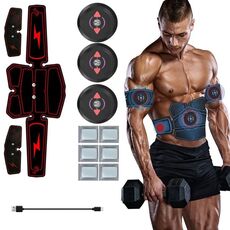 1082 EMS Muscle Training Addominal Muscle Stimolatore Addominali Belt fitness Home (8 pezzi Cintura linea rossa)
