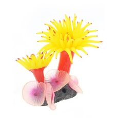 2 pz serbatoio di pesce Acquario simulazione paesaggistica marina Mollusk di corallo simulazione di mare albero albero ornamenti in silicone (giallo)
