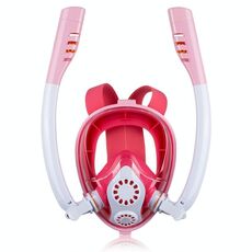 BAMBINI DOPPIO TUBO Full Secco Silicone Silicone Snorkeling Maschera per nuoto Bicchieri, Dimensioni: XS (Bianco Pink)
