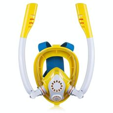 BAMBINI DOPPIO TUBO Full Secco Silicone Diving Snorkeling Mask Picchia da bagno, Dimensioni: XS (Bianco Giallo)