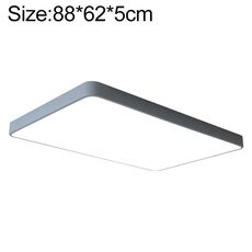 Lampada da soffitto rettangolo LED Macaron, luce a 3 colori, dimensioni: 88x62cm (grigio)
