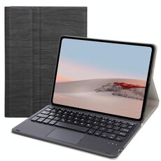 SFGO-Una custodia in pelle con tastiera Bluetooth texture albero con touchpad per Microsoft Surface GO 3 / 2/1 (nero + nero)