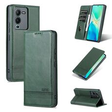 Per Vivo S15 AZNS Case di telefono in pelle di vitello magnetico (verde scuro)
