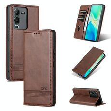Per Vivo S15 Pro Azns Custodia per telefono in pelle di vitello magnetico (marrone scuro)