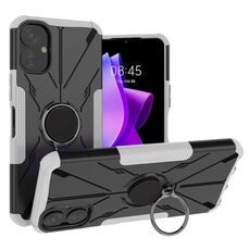 Per Tecno Spark 9T Armor Bear Custodia antiurto per PC + TPU con anello (bianco)
