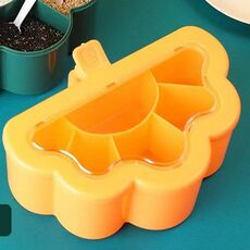 2 PCS Set di combinazione domestica cucina cucina 6-grid scatola di condimento (arancione)