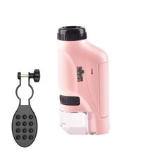 Bambini portatile portatile attrezzature da laboratorio attrezzature microscopio giocattoli, colore: lite + staffa (rosa)