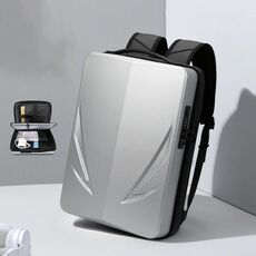 Zaino da gioco per sacca per computer con shell duro per uomini, colore: argento a strato singolo
