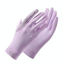 1 paio di guanti in seta di ghiaccio senza dita anti-UV per guida da guida XC-14, stile: nido d'ape (viola)