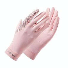 1 paio di guanti in seta di ghiaccio senza dita anti-UV per guida da guida XC-14, stile: nido d'ape (rosa)