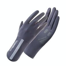 1 paio di guanti in seta di ghiaccio senza dita anti-UV per guida da guida XC-14, stile: linea (grigio scuro)