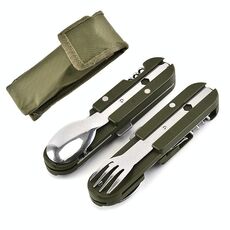 Stoviglie da campeggio all'aperto Stoviglie combinate con forchetta e cucchiaio pieghevoli in acciaio inossidabile
