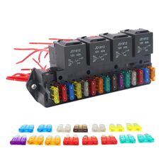 Scatola portafusibili a 15 vie per auto con relè a 4 vie 12V 40A