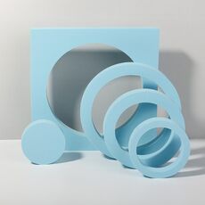 Kit combinati rotondi Cubo geometrico Tinta unita Fotografia Sfondo fotografico Tavolo Shooting Puntelli in schiuma (azzurro)