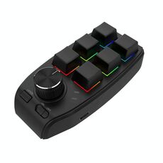 Tastiera meccanica personalizzata RGB wireless Bluetooth 6 tasti 1 tastiera di gioco di programmazione manopola (nero)