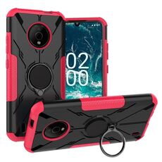 Per Nokia C200 Armor Bear Custodia antiurto per PC + TPU con supporto per anello (rosa rossa)