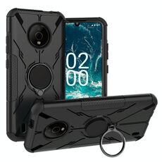 Per Nokia C200 Armor Bear Custodia antiurto per PC + TPU con supporto ad anello (nero)