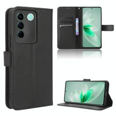 Per vivo V27e / S16e Custodia per telefono in pelle con trama a diamante (nera)