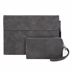 Per Microsoft Surface Pro X Custodia protettiva antiurto all-inclusive in pelle di pecora con Power Bag (grigio)