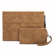 Per Microsoft Surface Pro 8 Custodia protettiva antiurto all-inclusive in pelle di pecora con Power Bag (marrone)