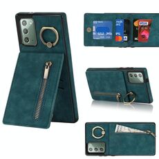 Per Samsung Galaxy Note20 Custodia per cellulare con anello retrò e cerniera RFID (blu)