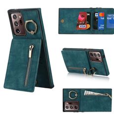Per Samsung Galaxy Note20 Ultra Retro Ring e Zipper Custodia per telefono con slot per schede RFID (blu)