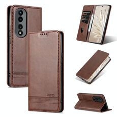 For Honor 90 AZNS Custodia per telefono in pelle a conchiglia con struttura in vitello magnetico (marrone scuro)