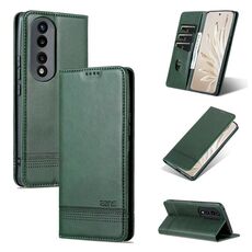For Honor 90 AZNS Custodia per telefono in pelle a conchiglia con struttura in vitello magnetico (verde scuro)