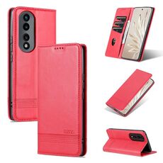 For Honor 90 AZNS Custodia per telefono in pelle a conchiglia con struttura in vitello magnetico (rosso)