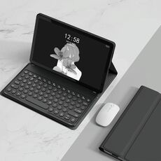 Per Lenovo Tab M10 Plus 10.6 3rd Gen 2022 YM-LX106 Custodia in pelle con tastiera per tablet Bluetooth staccabile con chiave rotonda e mouse (nero)