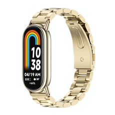 Per Xiaomi Mi Band 8 Mijobs Cinturino per orologio in acciaio inossidabile con tre perline (oro)