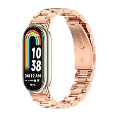 Per Xiaomi Mi Band 8 Mijobs Cinturino per orologio in acciaio inossidabile con tre perline (oro rosa)