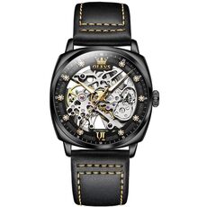 OLEVS 6651 Orologio meccanico da uomo luminoso impermeabile cavo (nero)