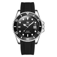 OLEVS 6650 Orologio meccanico da uomo con cinturino in silicone impermeabile luminoso (nero)