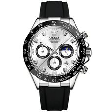 OLEVS 2875 Cronografo sportivo multifunzionale da uomo Orologio al quarzo impermeabile (bianco)