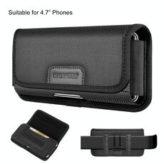 HAWEEL Custodia da trasporto orizzontale con clip da cintura in tessuto di nylon da 4,7 pollici con slot per schede (nero)