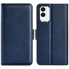 Per Nokia X30 Custodia per telefono in pelle con vibrazione orizzontale con fibbia magnetica a doppio lato (blu scuro)