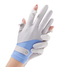 FSN02 1 paio di guanti resistenti ai raggi UV in seta di ghiaccio traspirante fresco antiscivolo guida guanti sottili codice gratuito (blu bianco)