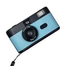 R2-FILM Fotocamera a pellicola riutilizzabile manuale retrò per bambini senza pellicola (nero + blu)