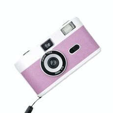 R2-FILM Fotocamera a pellicola riutilizzabile manuale retrò per bambini senza pellicola (bianco + viola rosa)