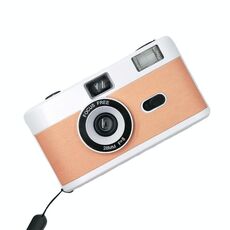 R2-FILM Fotocamera a pellicola riutilizzabile manuale retrò per bambini senza pellicola (bianco + rosa arancione)