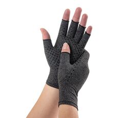 Guanti mezze dita da ciclismo antiscivolo in silicone per la riabilitazione dell'artrite, taglia: S (grigio)