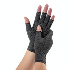 Guanti mezze dita da ciclismo antiscivolo in silicone per la riabilitazione dell'artrite, taglia: L (grigio)