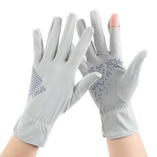 1 paio di protezione solare da guida anti-ultravioletto sottile estate ghiaccio seta rugiada dito antiscivolo guanti da equitazione formato libero (grigio fumo)