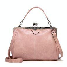 036 Borsa a tracolla regolabile in pelle con fibbia vintage (rosa)