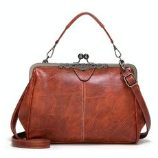 036 Borsa a tracolla regolabile in pelle con fibbia vintage (marrone)